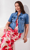 TRIBAL ELBOW SLEEVE STRETCH DENIM JACKET - jackets/sweaters - TRIBAL