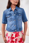 TRIBAL ELBOW SLEEVE STRETCH DENIM JACKET - jackets/sweaters - TRIBAL