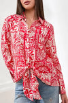TRIBAL LONG SLEEVE PRINT BLOUSE WITH TYE FRONT - tops - TRIBAL