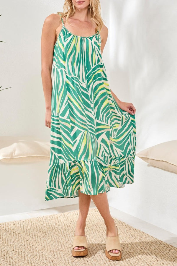 TRIBAL SPAGETTI STRAP MIDI DRESS - dresses - TRIBAL