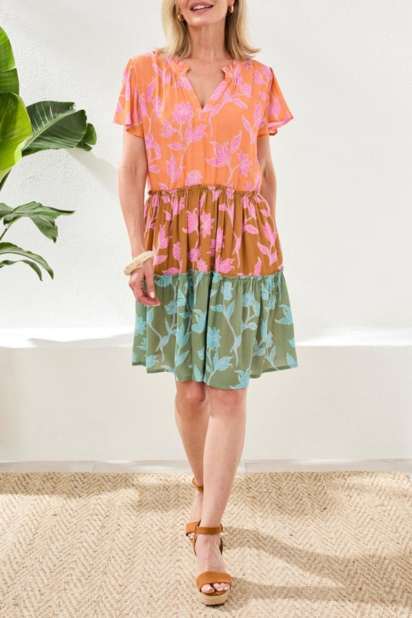 TRIBAL SS TIERED DRESS WITH LINING - dresses - TRIBAL