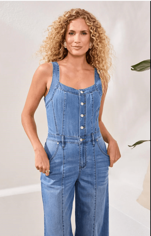 TRIBAL TENCEL DENIM JUMPSUIT - rompers - TRIBAL
