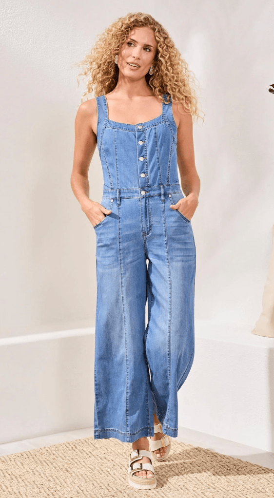 TRIBAL TENCEL DENIM JUMPSUIT - rompers - TRIBAL