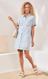 TRIBAL TENCEL DENIM SHIRT DRESS - dresses - TRIBAL