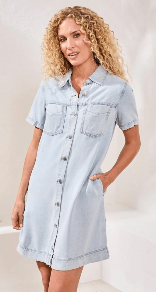 TRIBAL TENCEL DENIM SHIRT DRESS - dresses - TRIBAL