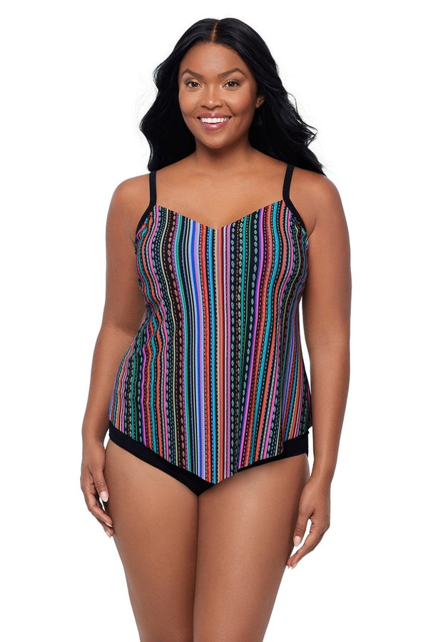 TRIMSHAPER LINE IT UP HANK TANKINI TOP - tankini tops - TRIMSHAPER