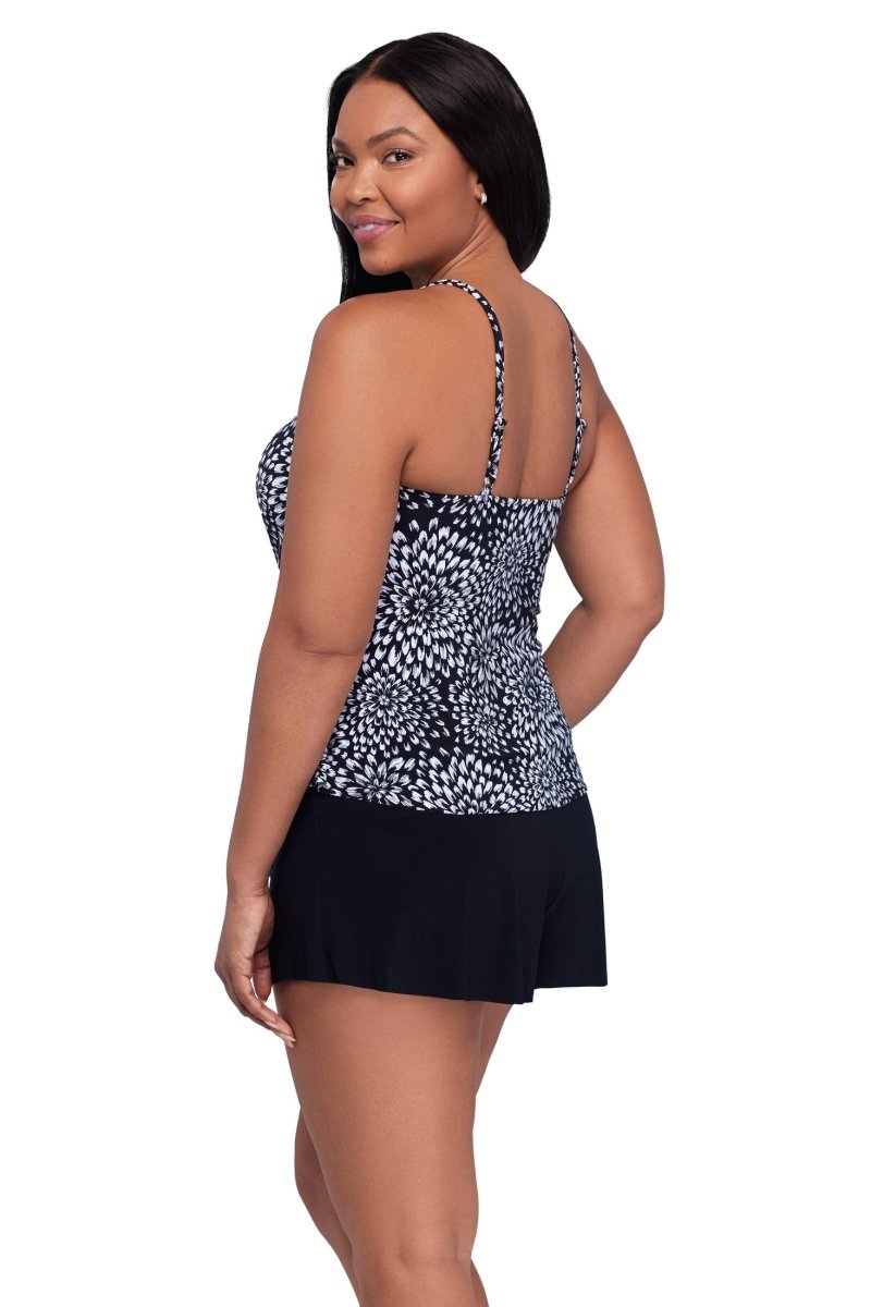 TRIMSHAPER NOIR BLOOMS RONNIE TANKINI TOP - tankini tops - TRIMSHAPER