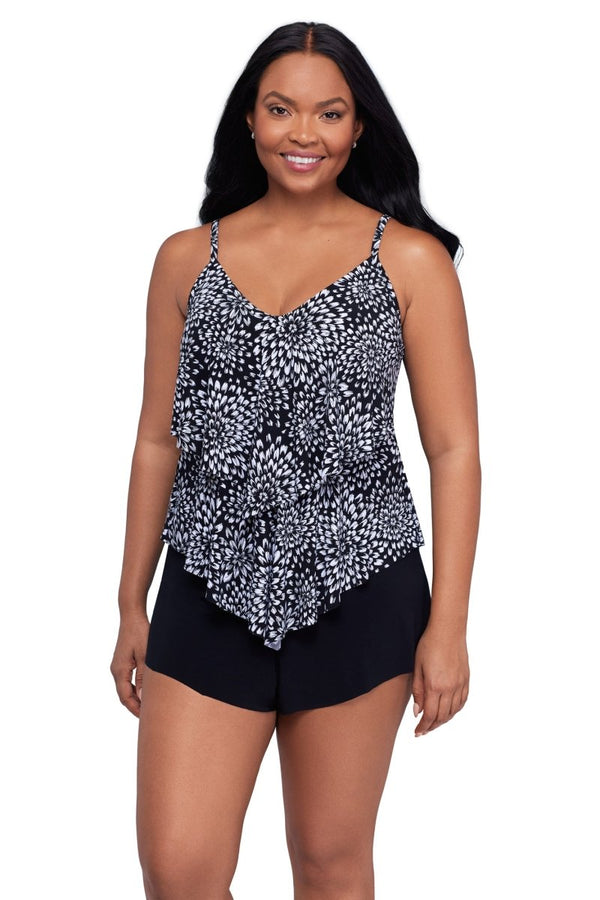 TRIMSHAPER NOIR BLOOMS RONNIE TANKINI TOP - tankini tops - TRIMSHAPER