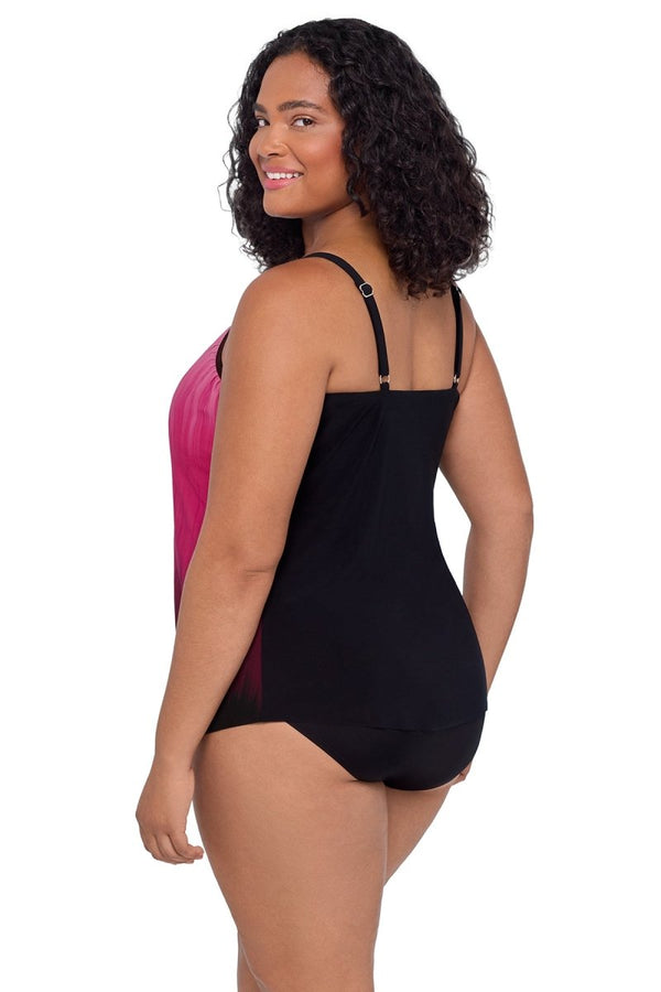 TRIMSHAPER ROSE OMBRE HANK TANKINI TOP - tankini tops - TRIMSHAPER