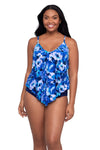 TRIMSHAPER VIOLET BLOOMS RONNIE TANKINI TOP - tankini tops - TRIMSHAPER