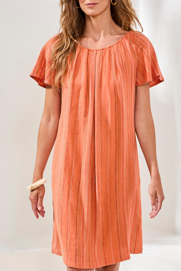 TRIBAL FLUTTER SLEEVE DRESS W/BACK LACE UP TRIBAL
