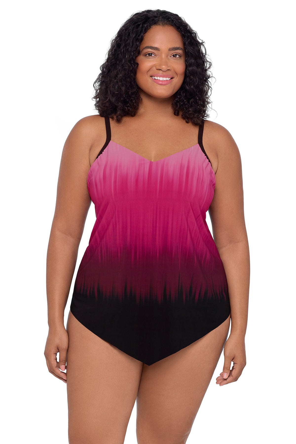 TRIMSHAPER PLUS ROSE OMBRE HANK TANKINI TOP