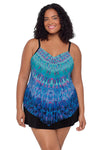 TRIMSHAPER PLUS SIZE GOING PLACES HANK TANKINI TOP