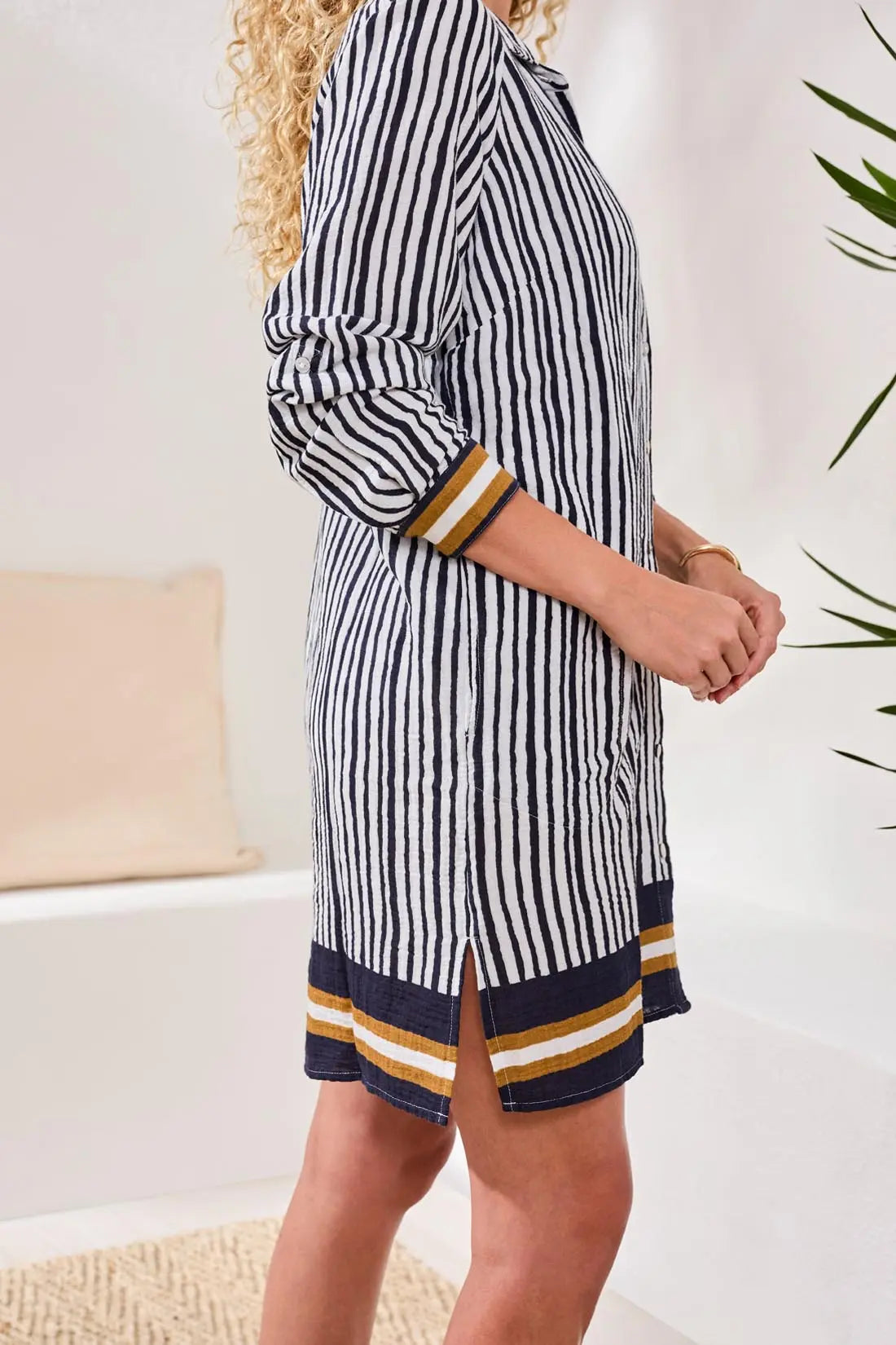 TRIBAL COTTON LONG SLEEVE BUTTON UP COVER SHIRT TRIBAL