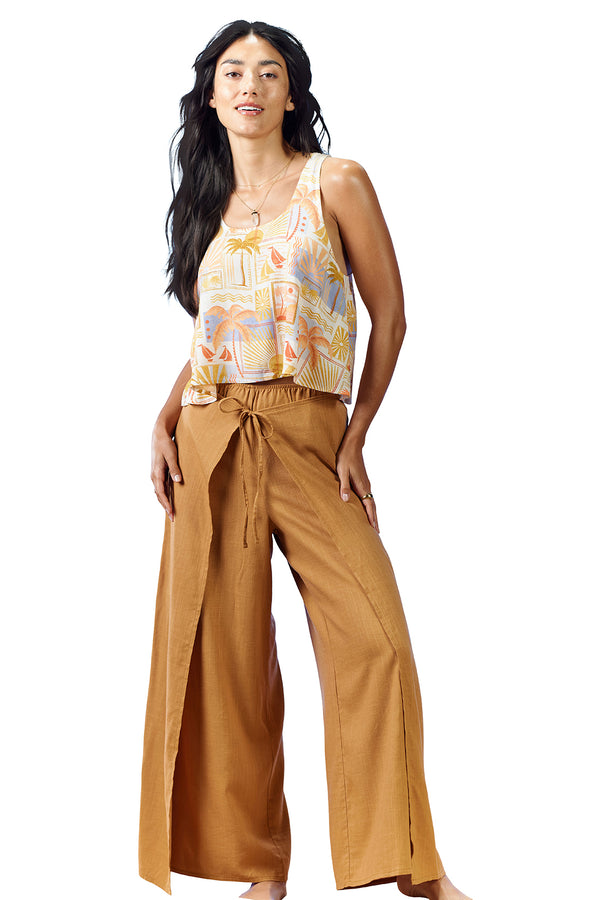 TRIBAL XIX TYE FRONT WRAP PANT