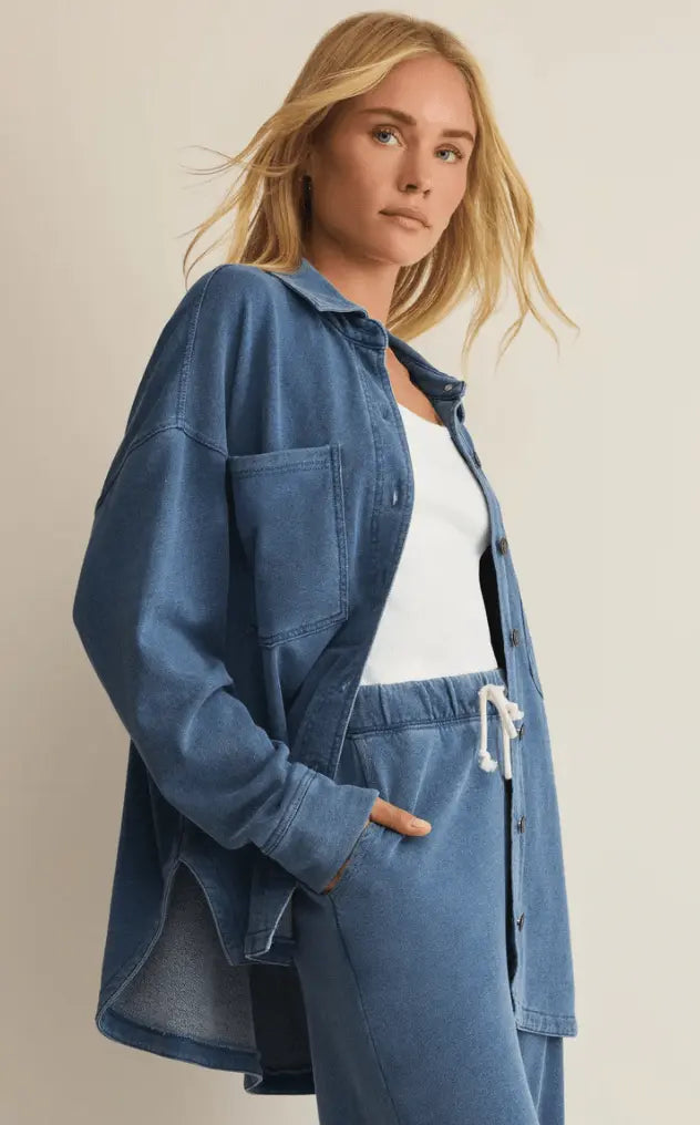 Z SUPPLY ALL DAY KNIT DENIM JACKET - tops - Z SUPPLY