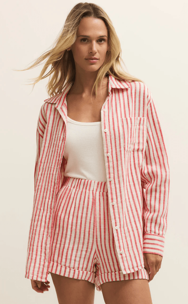 Z SUPPLY SATURDAYS STRIPE COTTON LOUNGE SHIRT - Loungewear - Z SUPPLY