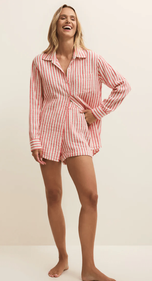 Z SUPPLY SATURDAYS STRIPE COTTON LOUNGE SHIRT - Loungewear - Z SUPPLY