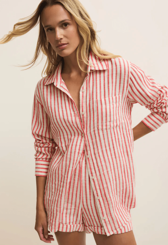 Z SUPPLY SATURDAYS STRIPE COTTON LOUNGE SHIRT - Loungewear - Z SUPPLY