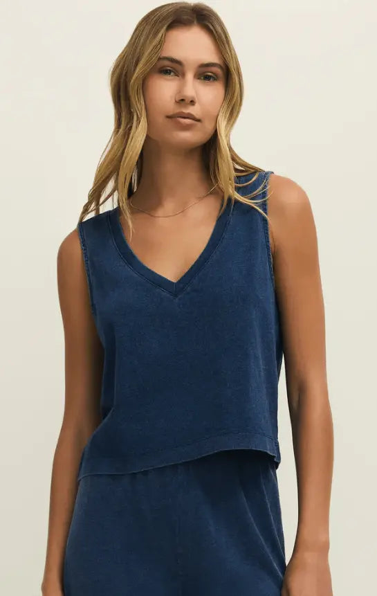 Z SUPPLY SLOANE V NECK DENIM TANK - tops - Z SUPPLY
