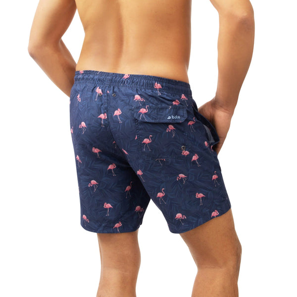 BOTO NAVY FLAMINGO SWIM TRUNK 6.5" - Swimwear - KABO