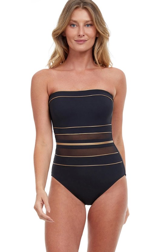 GOTTEX ONYX ONE PCE BANDEAU WITH MESH INSERTS - one piece - GOTTEX