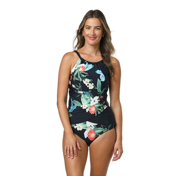 JANTZEN BOTANICAL BEAUTY AUDREY DRAPE TANKINI TOP - Swimwear - JANTZEN SWIMWEAR