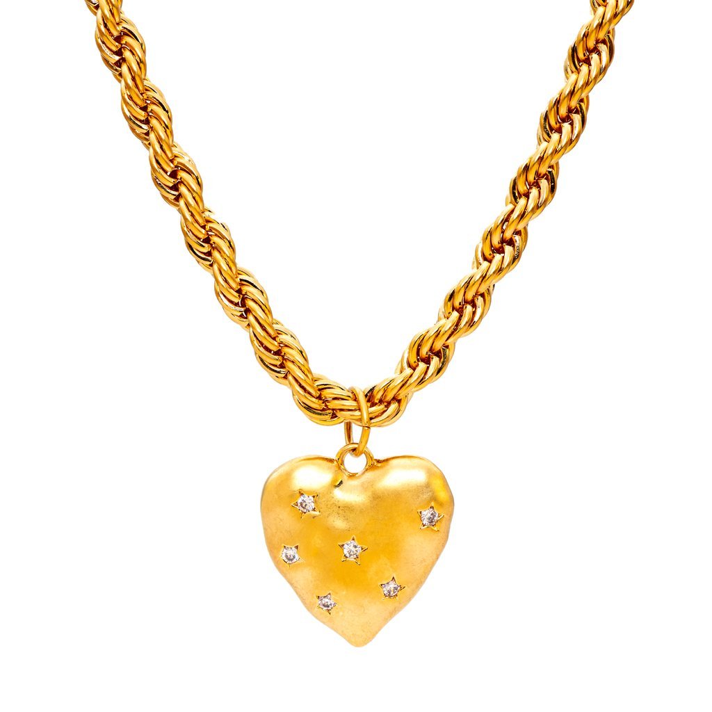 LAURA CHUNKY ROPE CHAIN WITH HEART PENDANT - Jewellery - LUV AND BART