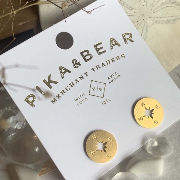 PIKA & BEAR 'ANEMOI' COMPASS SILOUHETTE STUD EARRINGS - jewellery - PIKA & BEAR