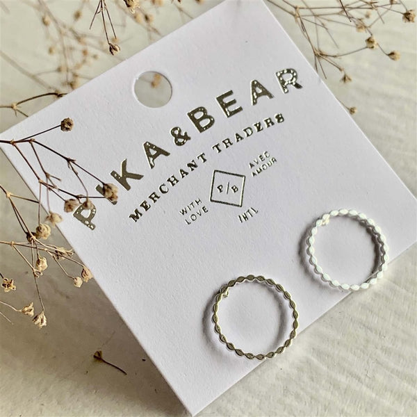 PIKA & BEAR 'CHORD' MODERNIST HOOP STUD EARRINGS - jewellery - PIKA & BEAR