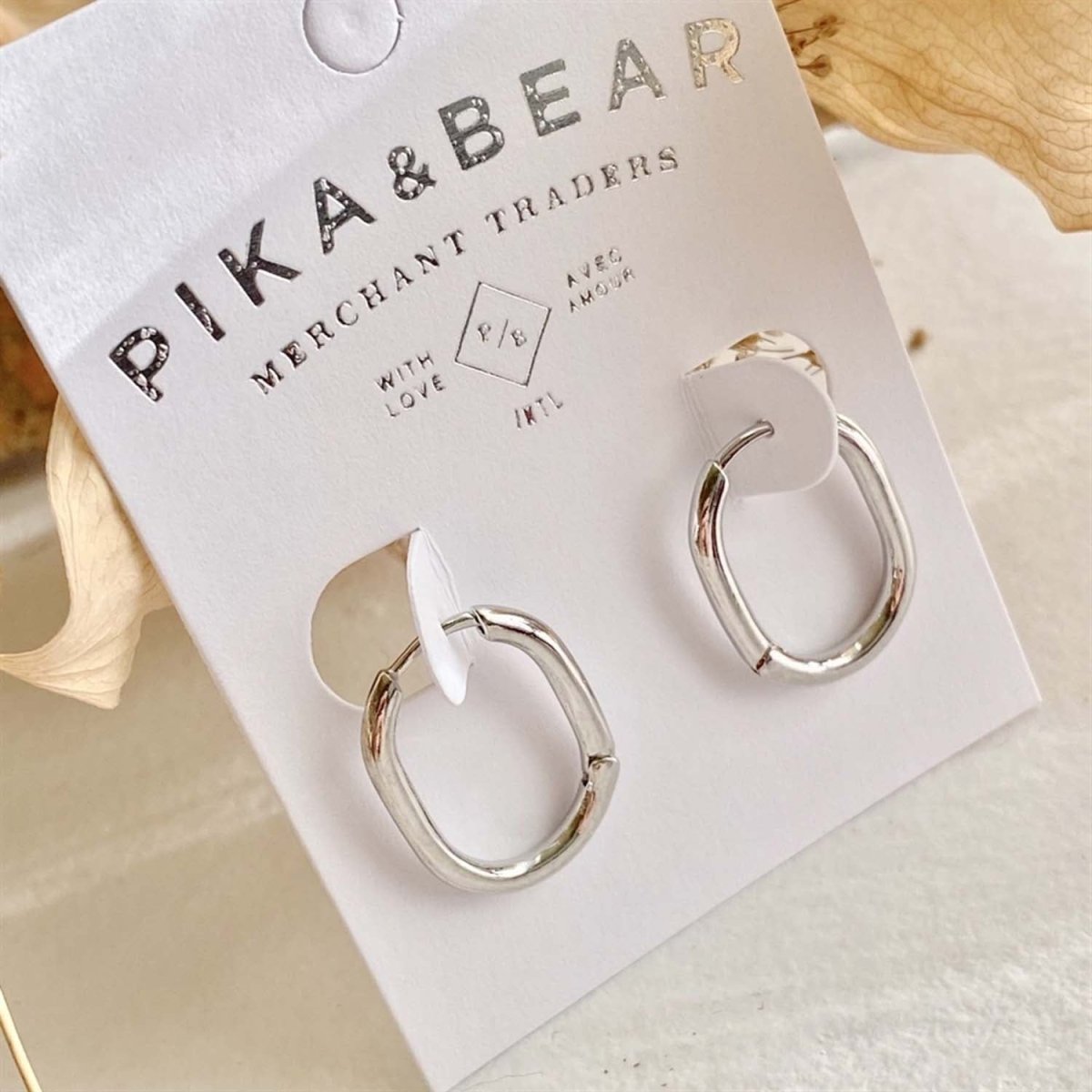 PIKA & BEAR 'LUCILLE' THIN OBLONG HINGE HOOP EARRINGS - jewellery - PIKA & BEAR
