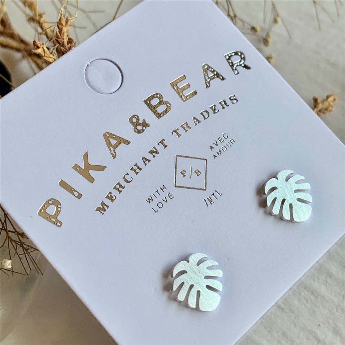 PIKA & BEAR 'MONSTERA' LEAF STUD EARRINGS - jewellery - PIKA & BEAR