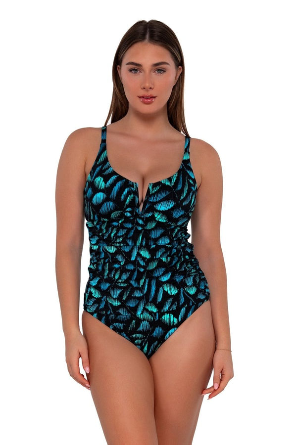 SUNSETS PRINTED ZURI V-WIRE TANKINI TOP - tankini tops - SUNSETS