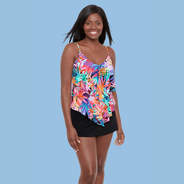 TRIMSHAPER RONNIE LAYERED JUNGLE TANKINI - Swimwear - TRIMSHAPER