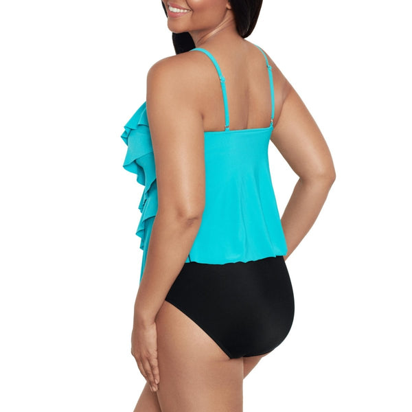 TRIMSHAPER SOLID RACHEL LAYERED TANKINI - Swimwear - TRIMSHAPER